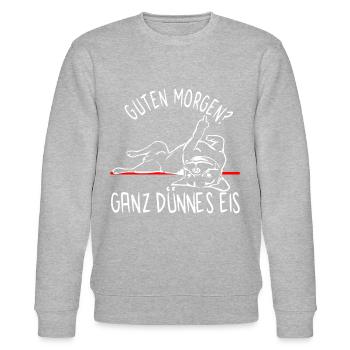 Hund Bulldogge Morgenmuffel - DÜNNES EIS - Hund - Stanley/Stella Unisex Bio-Sweatshirt CHANGER  - Grau meliert - Vorne - Nik (191cm) & Marisol (170cm)