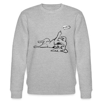 Dog Bulldog Statement Saying - WHAT? - Dog - Stanley/Stella CHANGER Unisex Organic Sweatshirt - heather grey - Front - Nik (191cm) & Marisol (170cm)