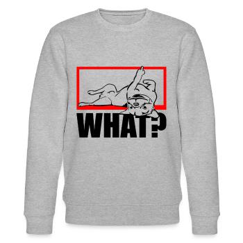 Dog Bulldog Statement Saying - WHAT? - Dog - Stanley/Stella CHANGER Unisex Organic Sweatshirt - heather grey - Front - Nik (191cm) & Marisol (170cm)