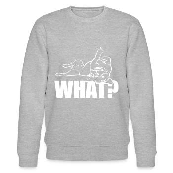 Dog Bulldog Statement Saying - WHAT? - Dog - Stanley/Stella CHANGER Unisex Organic Sweatshirt - heather grey - Front - Nik (191cm) & Marisol (170cm)