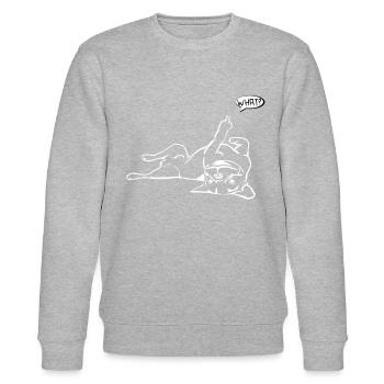 Dog Bulldog Statement Saying - WHAT? - Dog - Stanley/Stella CHANGER Unisex Organic Sweatshirt - heather grey - Front - Nik (191cm) & Marisol (170cm)