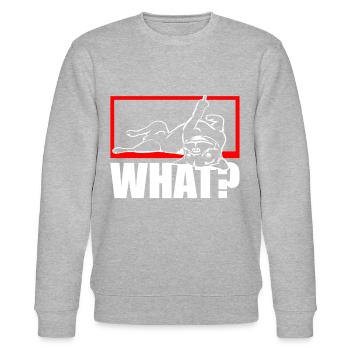 Dog Bulldog Statement Saying - WHAT? - Dog - Stanley/Stella CHANGER Unisex Organic Sweatshirt - heather grey - Front - Nik (191cm) & Marisol (170cm)
