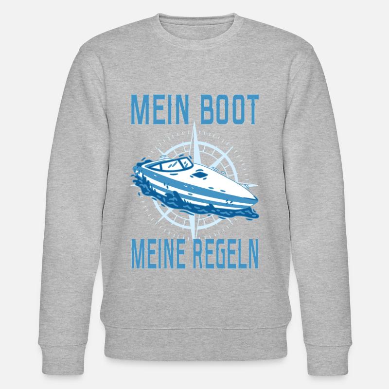 Motorboot Kapitän Boot Seefahrer Sportboot Käpten - Stanley/Stella Unisex Bio-Sweatshirt CHANGER  - Grau meliert