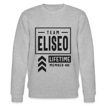 Team Eliseo Lifetime Member Personalized Name - Stanley/Stella CHANGER Unisex Organic Sweatshirt - heather grey - Front - Nik (191cm) & Marisol (170cm)