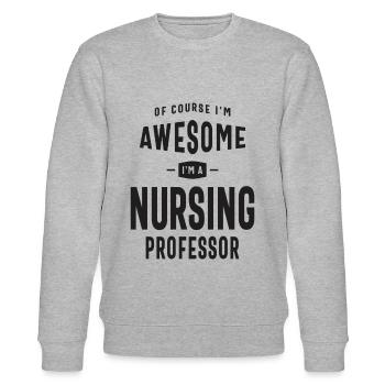 Großartig, ich bin Pflegeprofessorin - Stanley/Stella Unisex Bio-Sweatshirt CHANGER  - Grau meliert - Vorne - Nik (191cm) & Marisol (170cm)