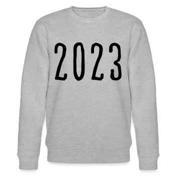 2023 - Jahr - Jahreswechsel - Stanley/Stella Unisex Bio-Sweatshirt CHANGER  - Grau meliert - Vorne - Nik (191cm) & Marisol (170cm)