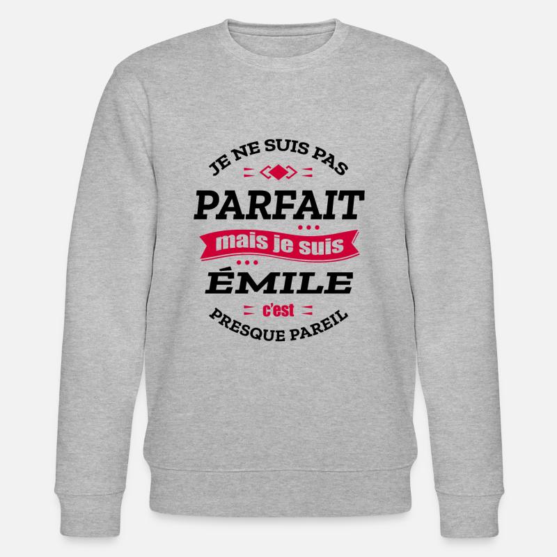 ÉMILE PARFAIT - PRENOM ÉMILE - Sweat bio CHANGER Stanley/Stella Unisexe - gris chiné