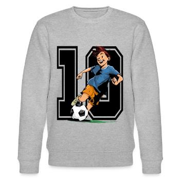 Fußball Geburtstag - 10 Jahr Alter Junge - 10. - Stanley/Stella Unisex Bio-Sweatshirt CHANGER  - Grau meliert - Vorne - Nik (191cm) & Marisol (170cm)