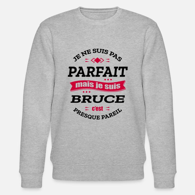 BRUCE PARFAIT - PRENOM BRUCE - Sweat bio CHANGER Stanley/Stella Unisexe - gris chiné