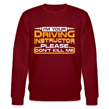 Driving School Driving Instructor - Stanley/Stella CHANGER Unisex Organic Sweatshirt - burgundy - Front - Nik (191cm) & Marisol (170cm)