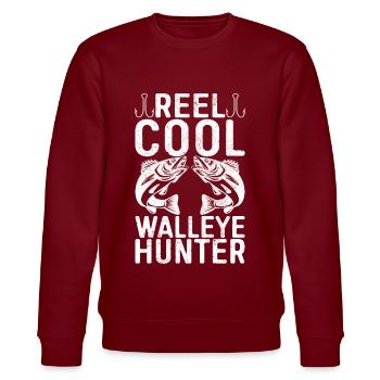 Walleye Fishing Angler - Stanley/Stella CHANGER Unisex Organic Sweatshirt - burgundy - Front - Nik (191cm) & Marisol (170cm)