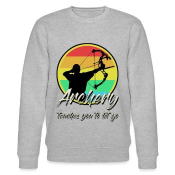 Archery Bow Shooting - Stanley/Stella Unisex Bio-Sweatshirt CHANGER  - Grau meliert - Vorne - Nik (191cm) & Marisol (170cm)