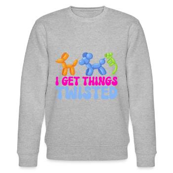 Ballontier Balloon Twisting - Stanley/Stella Unisex Bio-Sweatshirt CHANGER  - Grau meliert - Vorne - Nik (191cm) & Marisol (170cm)