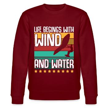 Wing Foiling Winging Foilboard - Stanley/Stella CHANGER Unisex Organic Sweatshirt - burgundy - Front - Nik (191cm) & Marisol (170cm)