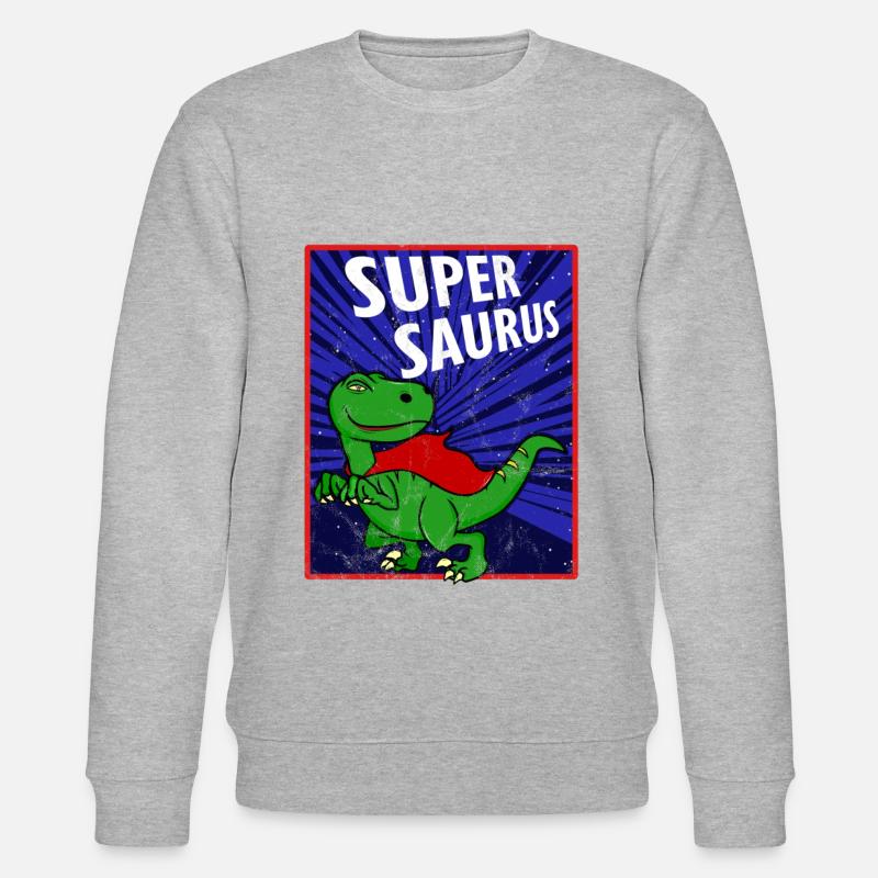 Superheld T-Rex Dinosaurier Tier Geschenkidee - Stanley/Stella Unisex Bio-Sweatshirt CHANGER  - Grau meliert