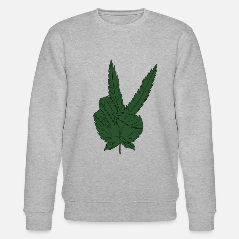 Marijuana Hanfblatt Weed Peace Zeichen - Stanley/Stella Unisex Bio-Sweatshirt CHANGER  - Grau meliert