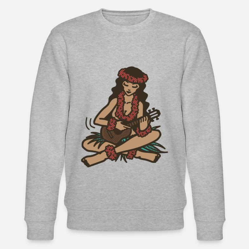 Hula Mädchen mit Ukulele - Stanley/Stella Unisex Bio-Sweatshirt CHANGER  - Grau meliert