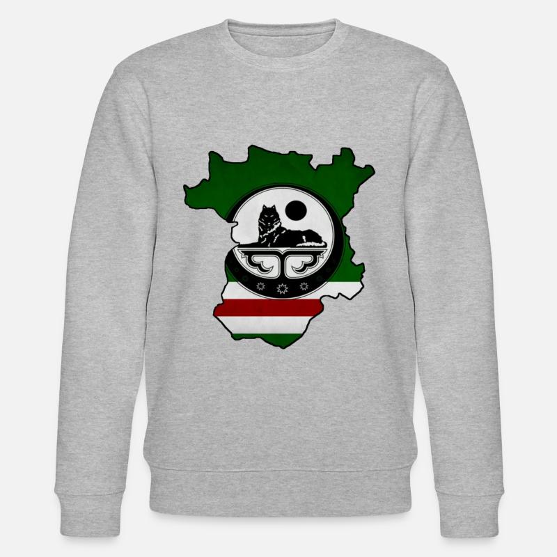 Chechnya Map, Chechen Flag - Stanley/Stella Unisex Bio-Sweatshirt CHANGER  - Grau meliert