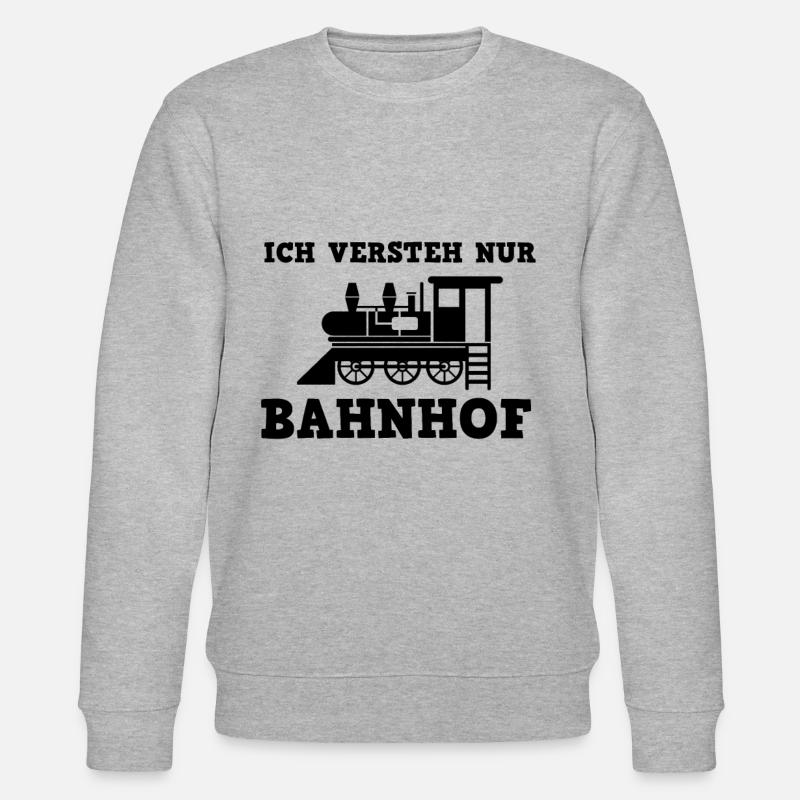 Ich versteh nur Bahnhof- Geschenkidee - Stanley/Stella Unisex Bio-Sweatshirt CHANGER  - Grau meliert