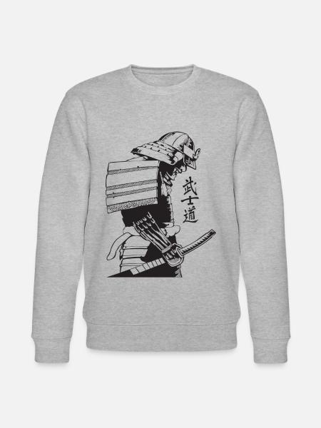 Samurai Warrior Washed, Retro - Stanley/Stella CHANGER Unisex Organic Sweatshirt - heather grey