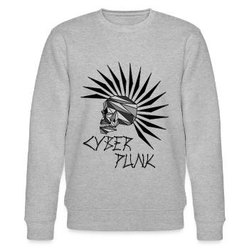cyber punk scull - Stanley/Stella CHANGER Unisex Organic Sweatshirt - heather grey - Front - Nik (191cm) & Marisol (170cm)