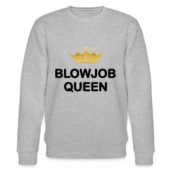 Damen Blowjob Queen I Love Blowjob Sprueche JGA - Stanley/Stella Unisex Bio-Sweatshirt CHANGER  - Grau meliert - Vorne - Nik (191cm) & Marisol (170cm)