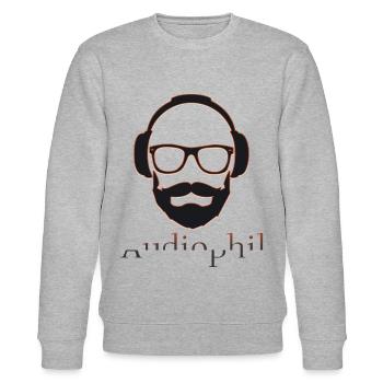 Audiophil Kopfhörer Musik verrückt Geschenkidee - Stanley/Stella Unisex Bio-Sweatshirt CHANGER  - Grau meliert - Vorne - Nik (191cm) & Marisol (170cm)