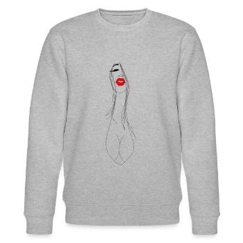 Sexy Dekollete Ausschnitt Busen Zeichnung - Stanley/Stella Unisex Bio-Sweatshirt CHANGER  - Grau meliert - Vorne - Nik (191cm) & Marisol (170cm)