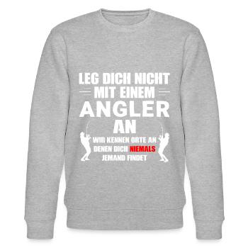 Leg dich nicht mit einem Angler an - Stanley/Stella Unisex Bio-Sweatshirt CHANGER  - Grau meliert - Vorne - Nik (191cm) & Marisol (170cm)