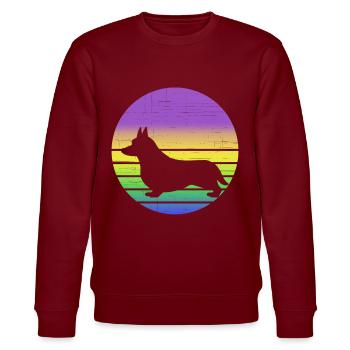 Corgi retro sunset design gift for corgi lovers - Stanley/Stella CHANGER Unisex Organic Sweatshirt - burgundy - Front - Nik (191cm) & Marisol (170cm)