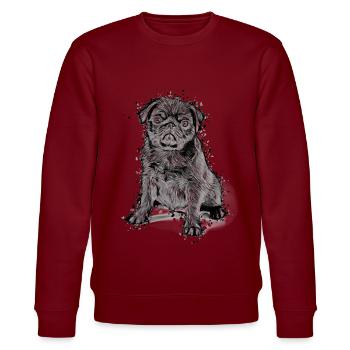 süßes Mops Welpe Geschenkidee Möpse Pug Shirt - Stanley/Stella Unisex Bio-Sweatshirt CHANGER  - Burgunderrot - Vorne - Nik (191cm) & Marisol (170cm)