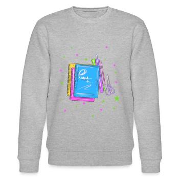 School exercise books pens - Stanley/Stella CHANGER Unisex Organic Sweatshirt - heather grey - Front - Nik (191cm) & Marisol (170cm)