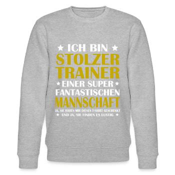 Trainer Coach Spruch Mannschaft Sportlehrer - Stanley/Stella Unisex Bio-Sweatshirt CHANGER  - Grau meliert - Vorne - Nik (191cm) & Marisol (170cm)