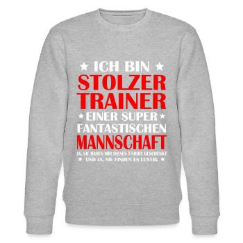 Trainer Coach Spruch Mannschaft Sportlehrer - Stanley/Stella Unisex Bio-Sweatshirt CHANGER  - Grau meliert - Vorne - Nik (191cm) & Marisol (170cm)