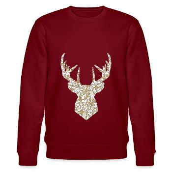 Deer head gold - Stanley/Stella CHANGER Unisex Organic Sweatshirt - burgundy - Front - Nik (191cm) & Marisol (170cm)