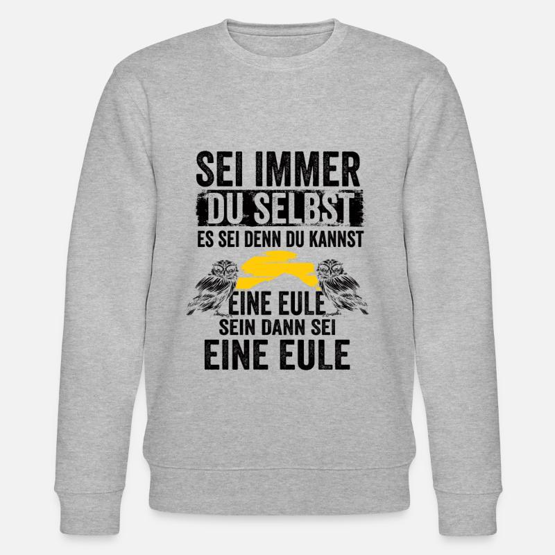 Eule Vogel Nachteule Nachtvogel Geschenk - Stanley/Stella Unisex Bio-Sweatshirt CHANGER  - Grau meliert