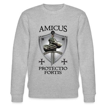 Kreuzfahrer + Amicus Protectio Fortis - Stanley/Stella Unisex Bio-Sweatshirt CHANGER  - Grau meliert - Vorne - Nik (191cm) & Marisol (170cm)