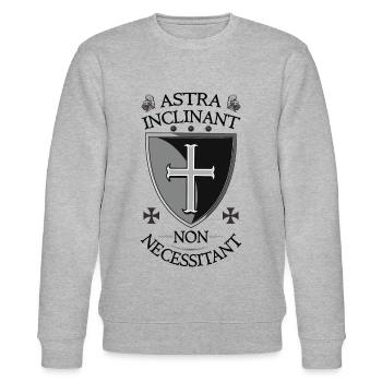 Crusader Shield + Astra Inclinant Non Necessitant - Stanley/Stella CHANGER Unisex Organic Sweatshirt - heather grey - Front - Nik (191cm) & Marisol (170cm)