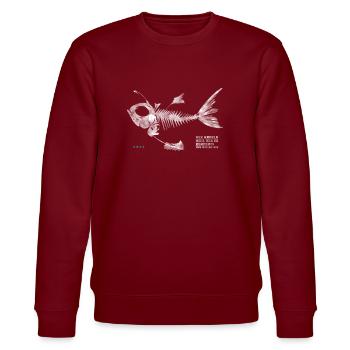 Fischgräte Fischkopf Bester Angler - Stanley/Stella Unisex Bio-Sweatshirt CHANGER  - Burgunderrot - Vorne - Nik (191cm) & Marisol (170cm)