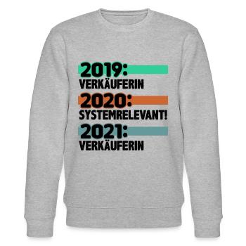 Verkäuferin Kassiererin - Stanley/Stella Unisex Bio-Sweatshirt CHANGER  - Grau meliert - Vorne - Nik (191cm) & Marisol (170cm)