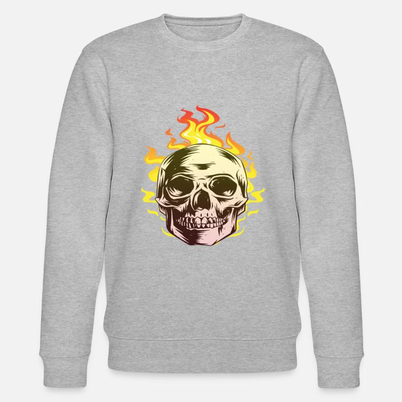 Burn skull design fun gift - Stanley/Stella CHANGER Unisex Organic Sweatshirt - heather grey