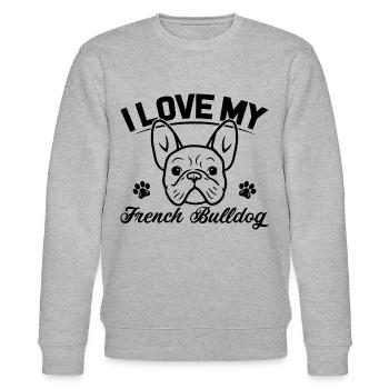 I LOVE MY FRENCH BULLDOG - Sweat bio CHANGER Stanley/Stella Unisexe - gris chiné - Devant - Nik (191cm) & Marisol (170cm)