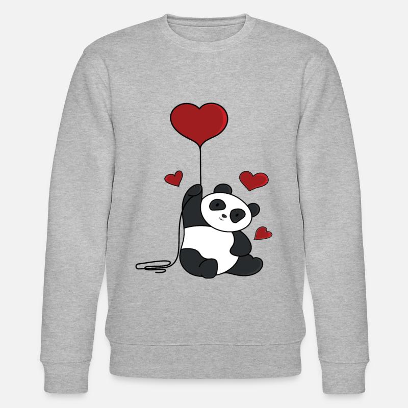Panda Herz - Stanley/Stella Unisex Bio-Sweatshirt CHANGER  - Grau meliert