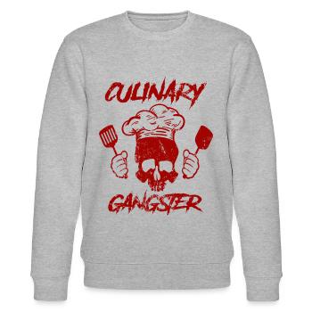 Culinary Gangster Skull Cook - Stanley/Stella CHANGER Unisex Organic Sweatshirt - heather grey - Front - Nik (191cm) & Marisol (170cm)