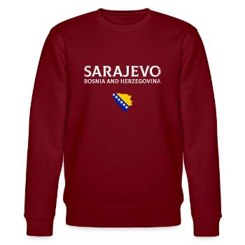 Sarajevo, Bosnien und Herzegovina - Stanley/Stella Unisex Bio-Sweatshirt CHANGER  - Burgunderrot - Vorne - Nik (191cm) & Marisol (170cm)