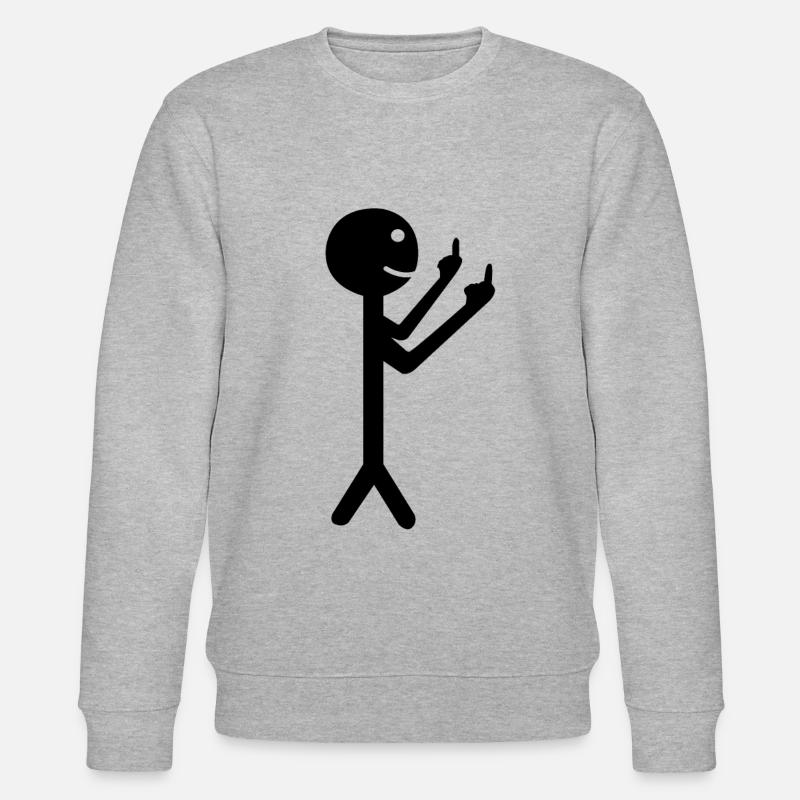 Mittelfinger Stinkefinger Strichmännchen - Stanley/Stella Unisex Bio-Sweatshirt CHANGER  - Grau meliert