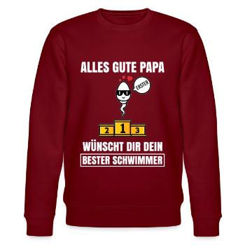 Alles Gute Papa wünscht dir dein bester Schwimmer - Stanley/Stella Unisex Bio-Sweatshirt CHANGER  - Burgunderrot - Vorne - Nik (191cm) & Marisol (170cm)