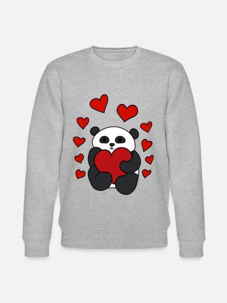 Panda Bear Heart - Stanley/Stella CHANGER Unisex Organic Sweatshirt - heather grey