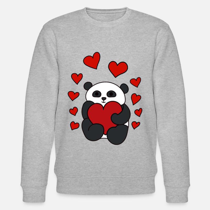 Panda Bär Herz - Stanley/Stella Unisex Bio-Sweatshirt CHANGER  - Grau meliert