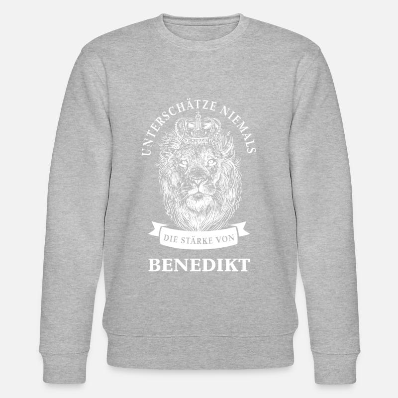 Benedikt Geschenk Name Löwe - Stanley/Stella Unisex Bio-Sweatshirt CHANGER  - Grau meliert